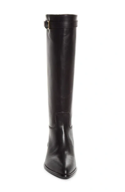 Prada Knee High Leather Boot In Nero