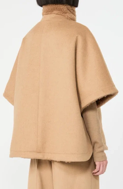 Max Mara Double Breasted Wool Blend Cape In Camel