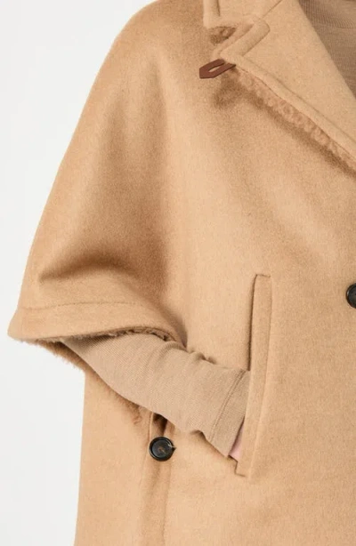 Max Mara Double Breasted Wool Blend Cape In Camel