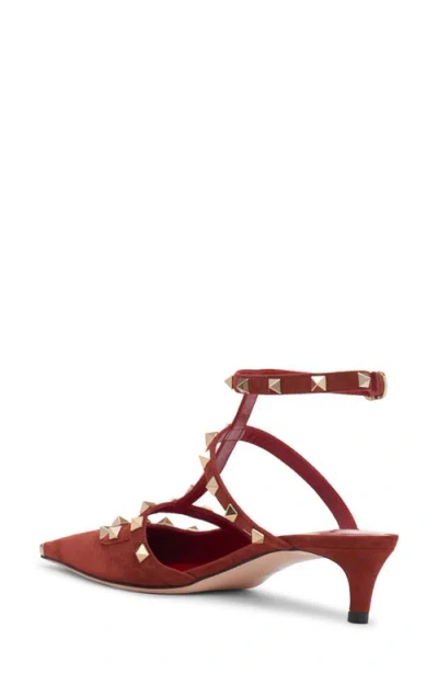 Valentino Rockstud Ankle Strap Pump In Rust