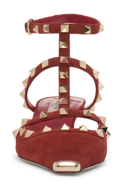 Valentino Rockstud Ankle Strap Pump In Rust