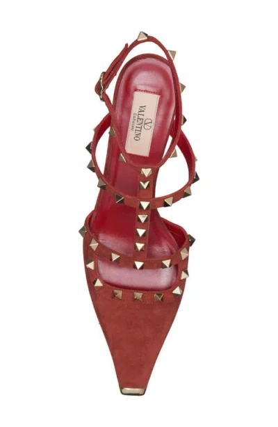 Valentino Rockstud Ankle Strap Pump In Rust