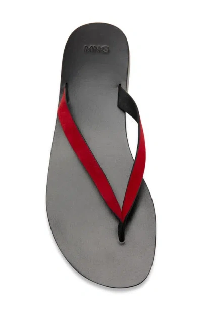 Mango Wave Round Toe Thong Sandal In Red