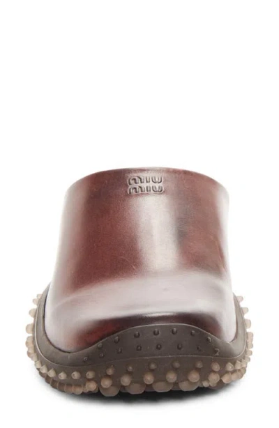 Miu Miu Leather Trail Mule In Caffe