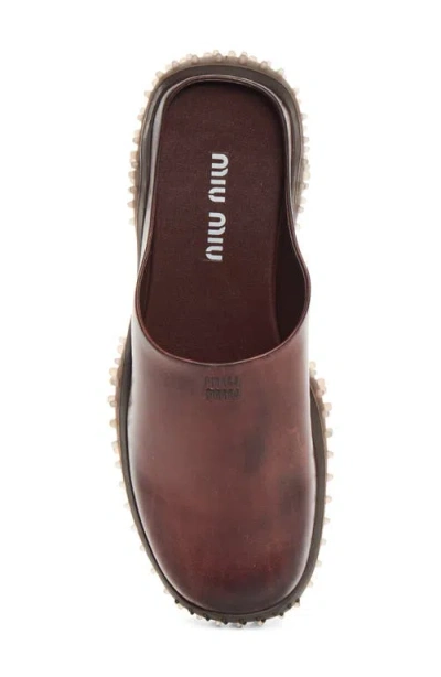 Miu Miu Leather Trail Mule In Caffe