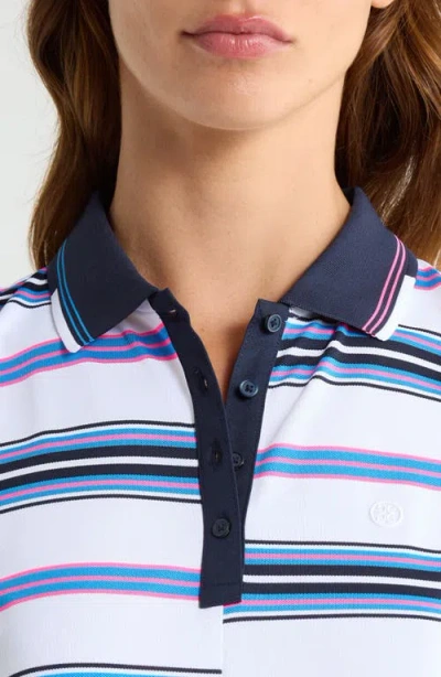 G/fore Offset Stripe Performance Sleeveless Polo In Snow/knockout Pink