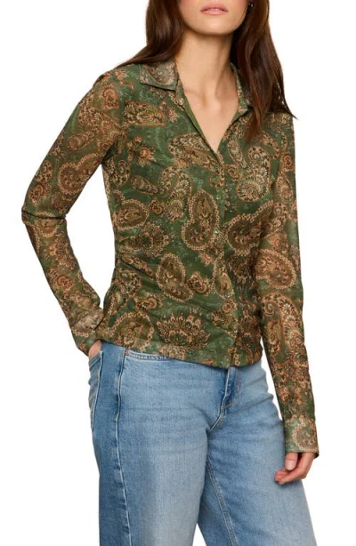 Sanctuary Juno Button Front Shirt In Green