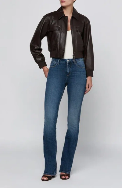 L'agence Clotilde Leather Bomber Jacket In Brown