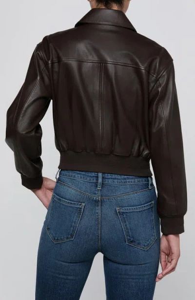 L'agence Clotilde Leather Bomber Jacket In Brown