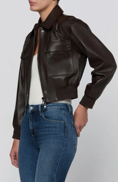 L'agence Clotilde Leather Bomber Jacket In Brown