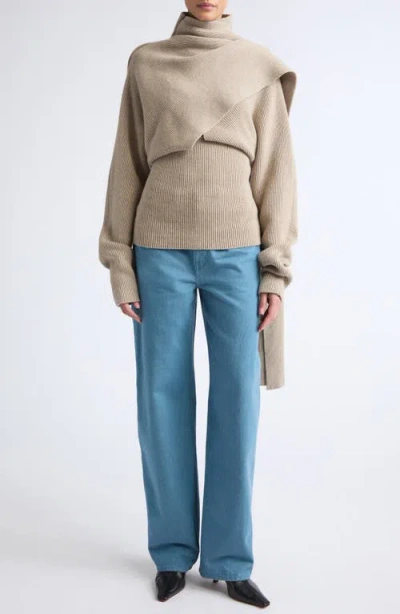 Ossou Wright Wool & Cashmere Sweater In Neutral