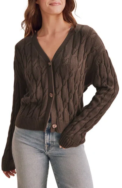 Splendid Rubi Cable Knit Cardigan Sweater In Java Brown