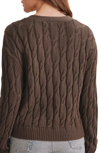 Splendid Rubi Cable Knit Cardigan Sweater In Java Brown