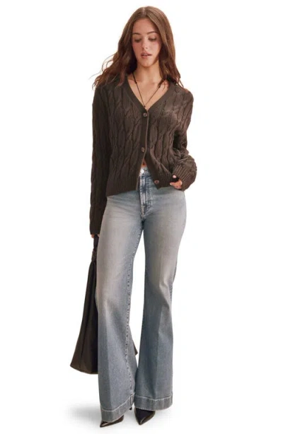 Splendid Rubi Cable Knit Cardigan Sweater In Java Brown