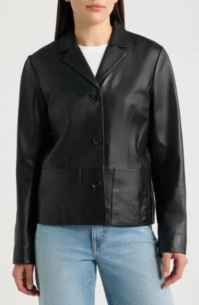 Bernardo Leather Blazer In Window Pane