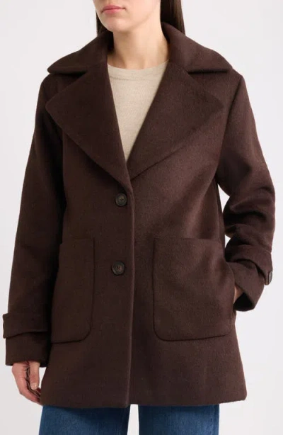 Bernardo Wool Blend Coat In Seal Brown