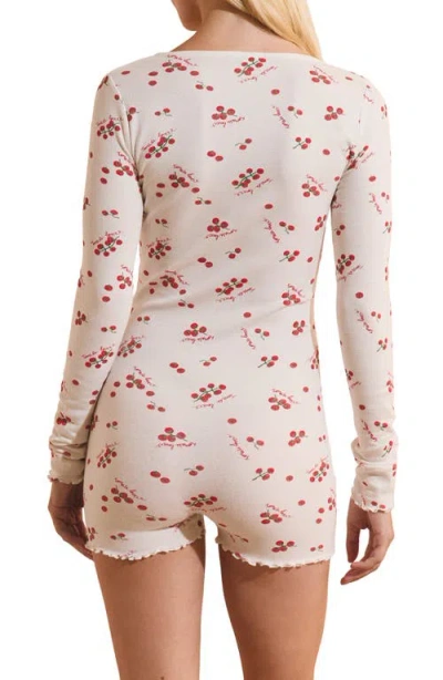 Etam Printed Long Sleeve Romper In White