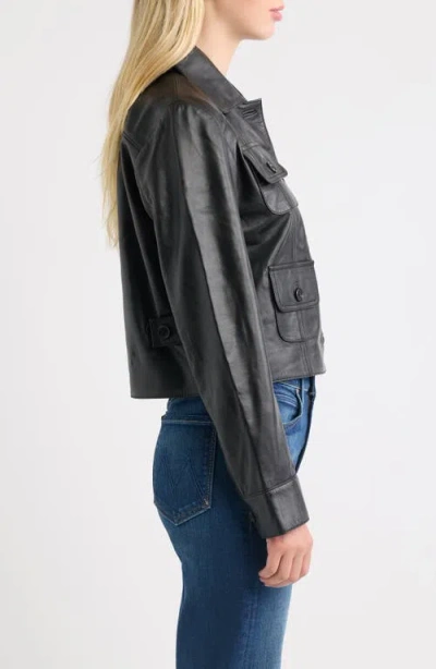 Bernardo Short Leather Jacket In Black