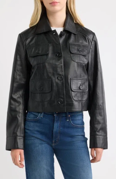 Bernardo Short Leather Jacket In Black