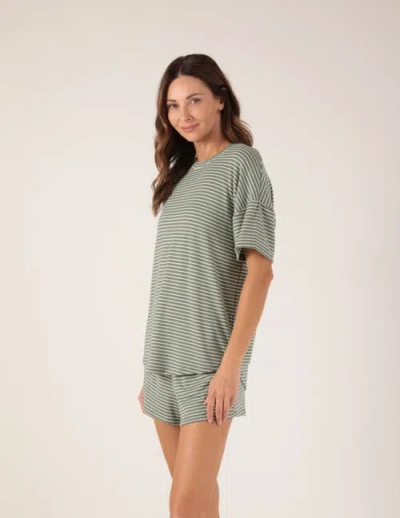 Softflex Lazy Haven Tee In Basil Oatmilk Stripe