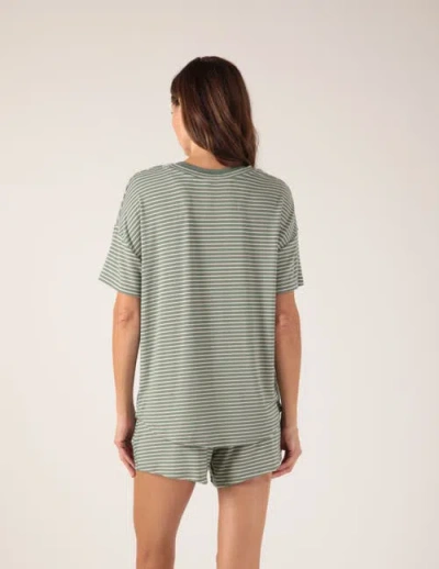 Softflex Lazy Haven Tee In Basil Oatmilk Stripe
