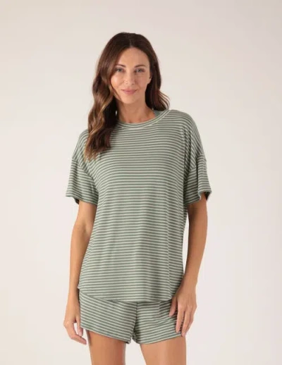 Softflex Lazy Haven Tee In Basil Oatmilk Stripe