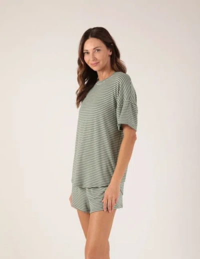 Softflex Lazy Haven Tee In Basil Oatmilk Stripe