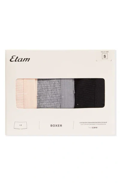 Etam 3-pack Ribbed Cotton Boxers In Multi