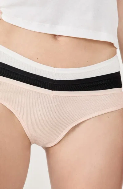 Etam 3-pack Rib Thongs In Multi