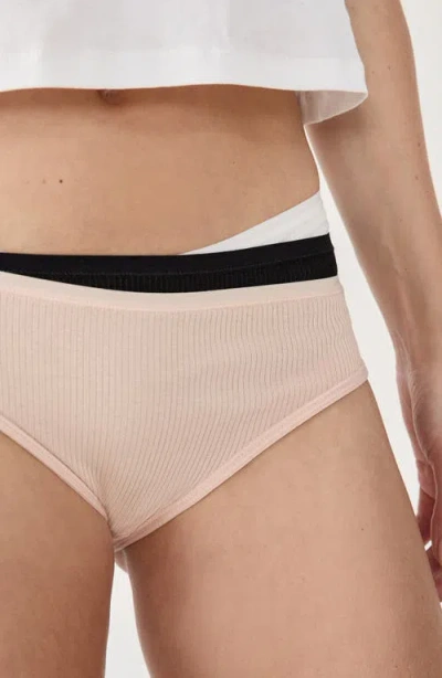 Etam John 3-pack Ribbed Bikini Briefs In Blush