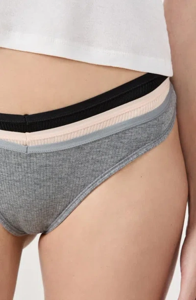 Etam 3-pack Rib Thongs In Multi