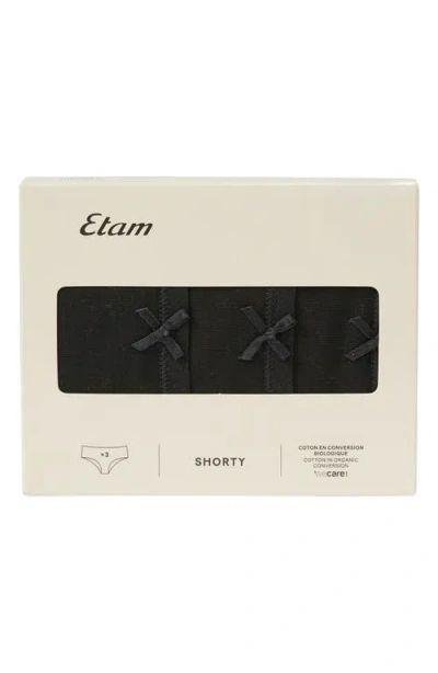 Etam 3-pack Shorty Briefs In Black