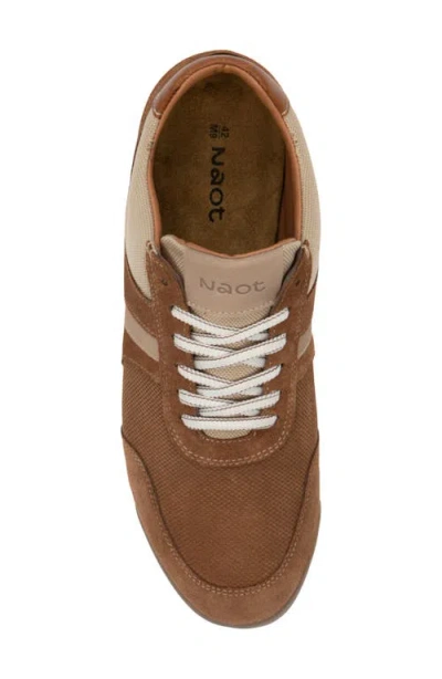 Naot Spin Sneaker In Brown Suede Combo