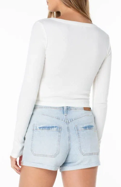 Roxy Terrace Cropped Long Sleeve Top In White