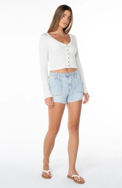 Roxy Terrace Cropped Long Sleeve Top In White