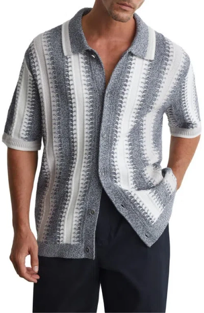 Reiss Dale Stripe Button-front Sweater In White