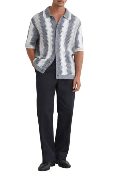 Reiss Dale Stripe Button-front Sweater In White