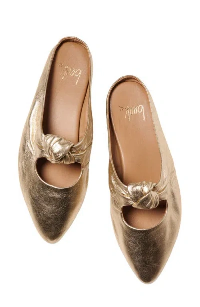 Beek Noddy Leather Flat Mule In Gold