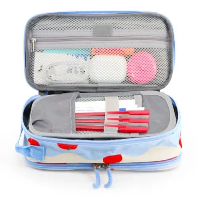J World Doodle Pencil Case With Handle Strap In Floating Apple