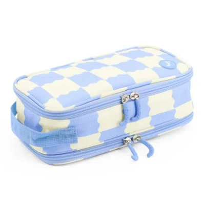 J World Doodle Pencil Case With Handle Strap In Wiggle Blue