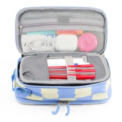 J World Doodle Pencil Case With Handle Strap In Wiggle Blue