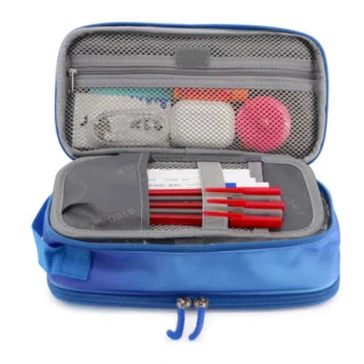 J World Doodle Pencil Case With Handle Strap In Blue Gradient