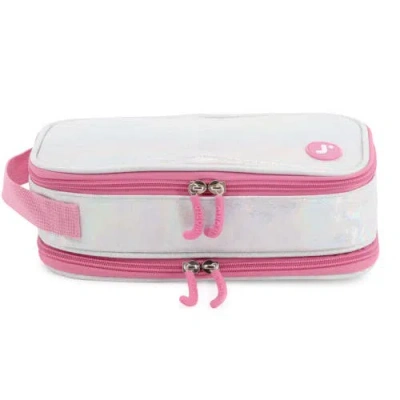 J World Doodle Pencil Case With Handle Strap In Metallic Silver