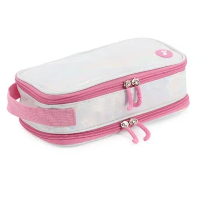 J World Doodle Pencil Case With Handle Strap In Metallic Silver