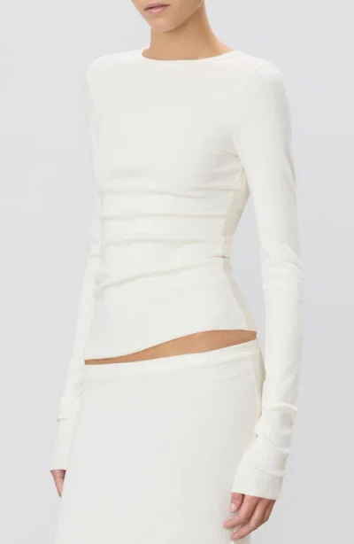 Éterne Eterne Long Sleeve Fitted T-shirt In Cream