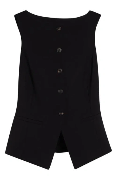 Eleventy Collarless Buttoned Vest In 22 Black