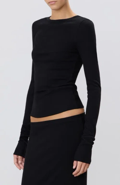Éterne Eterne Long Sleeve Fitted T-shirt In Black