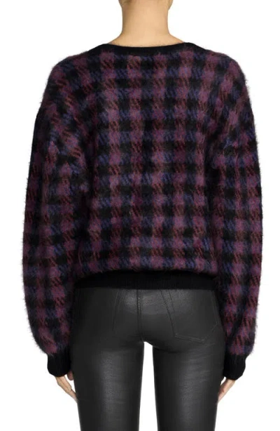 Frame Womens Chestnut Plaid Houndstooth-check Wool-blend Cardigan In Multi