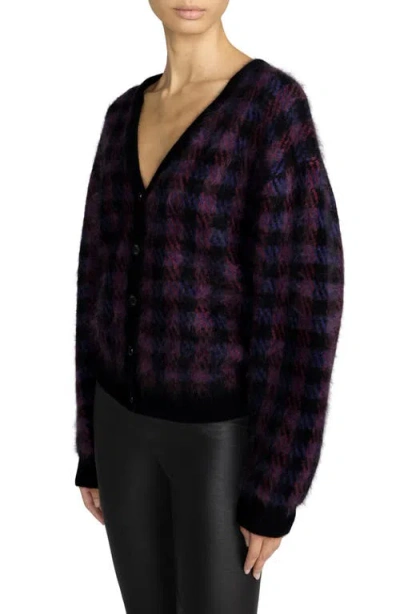 Frame Womens Chestnut Plaid Houndstooth-check Wool-blend Cardigan In Multi