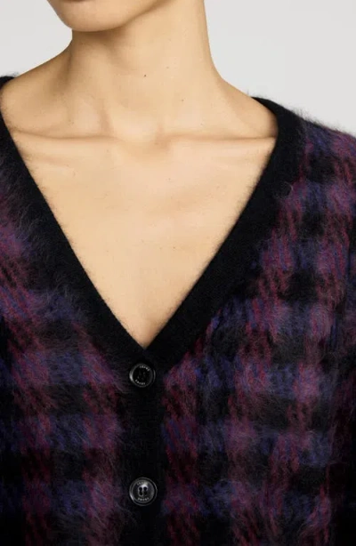 Frame Womens Chestnut Plaid Houndstooth-check Wool-blend Cardigan In Multi
